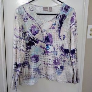 Chico's long sleeve purple patterned top